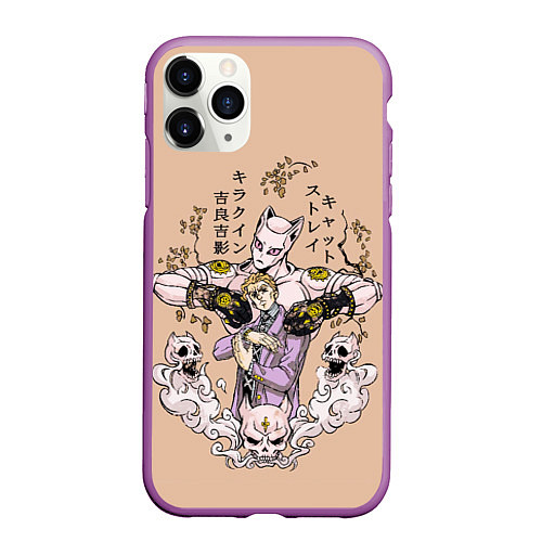 Чехол iPhone 11 Pro матовый KILLER QUEEN Йошикаге Кира JOJO PART 4 / 3D-Фиолетовый – фото 1