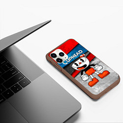 Чехол iPhone 11 Pro матовый Cuphead Красная чашечка, цвет: 3D-коричневый — фото 2