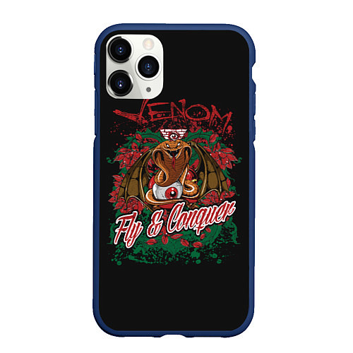 Чехол iPhone 11 Pro матовый Ядовитая Змея VENOM / 3D-Тёмно-синий – фото 1