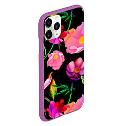 Чехол iPhone 11 Pro матовый Цветочный узор Floral pattern, цвет: 3D-фиолетовый — фото 2