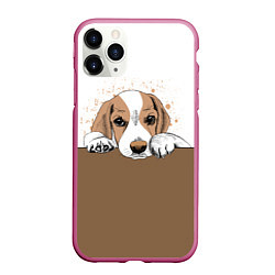 Чехол iPhone 11 Pro матовый Грустный Щенок Бигля