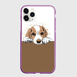 Чехол iPhone 11 Pro матовый Грустный Щенок Бигля