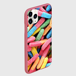 Чехол iPhone 11 Pro матовый Мармеладные червячки, цвет: 3D-малиновый — фото 2