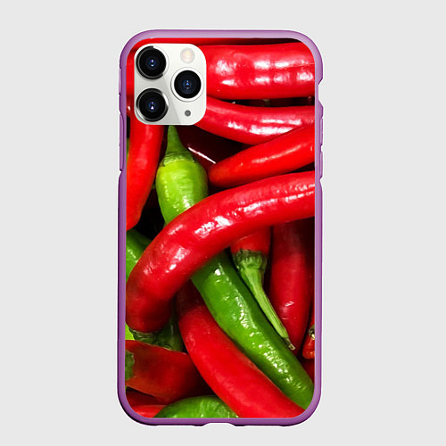 Чехол iPhone 11 Pro матовый Жгучие перцы / 3D-Фиолетовый – фото 1