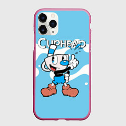 Чехол iPhone 11 Pro матовый Cuphead синяя чашечка