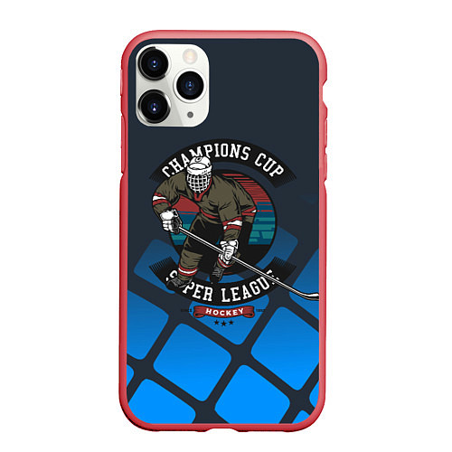 Чехол iPhone 11 Pro матовый Хоккей супер лига / 3D-Красный – фото 1