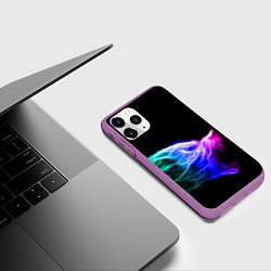 Чехол iPhone 11 Pro матовый Wolf Grin Волк Оскал Неон Neon, цвет: 3D-фиолетовый — фото 2