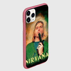 Чехол iPhone 11 Pro матовый Nirvana - Kurt Cobain with a gun, цвет: 3D-малиновый — фото 2