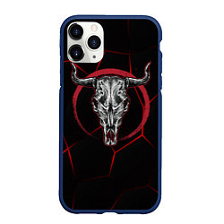 Чехол iPhone 11 Pro матовый Череп буйвола, цвет: 3D-тёмно-синий