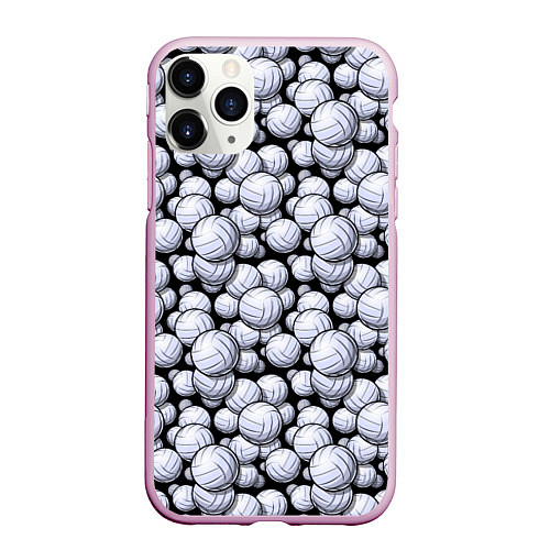 Чехол iPhone 11 Pro матовый Волейбольные Мячи Volleyballs / 3D-Розовый – фото 1