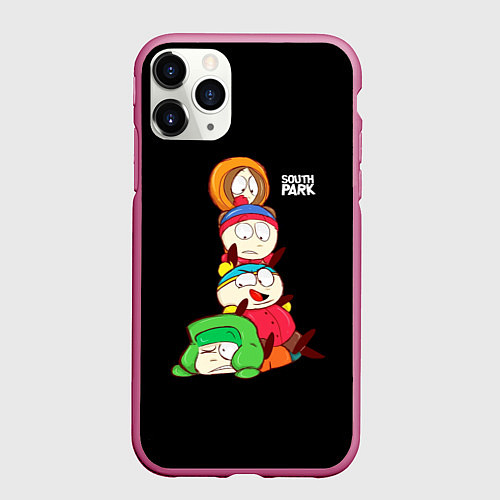 Чехол iPhone 11 Pro матовый Южный парк персонажи - South Park / 3D-Малиновый – фото 1