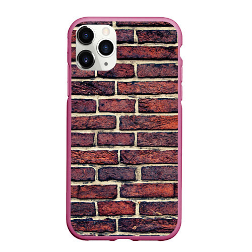 Чехол iPhone 11 Pro матовый Brick Wall / 3D-Малиновый – фото 1