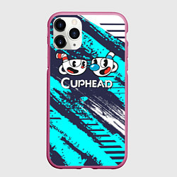 Чехол iPhone 11 Pro матовый Cuphead две чашечки, цвет: 3D-малиновый