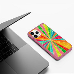 Чехол iPhone 11 Pro матовый Геометрический паттерн Retro, цвет: 3D-малиновый — фото 2