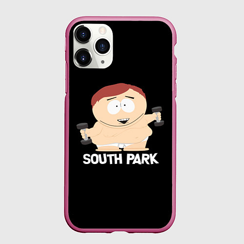 Чехол iPhone 11 Pro матовый Южный парк - Эрик с гантелями / 3D-Малиновый – фото 1