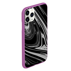 Чехол iPhone 11 Pro матовый Черно-белый мрамор, цвет: 3D-фиолетовый — фото 2