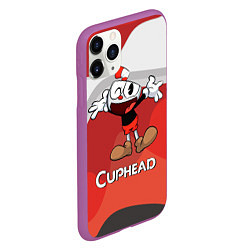 Чехол iPhone 11 Pro матовый Cuphead веселая красная чашечка, цвет: 3D-фиолетовый — фото 2