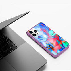 Чехол iPhone 11 Pro матовый Fashion floral pattern, цвет: 3D-фиолетовый — фото 2