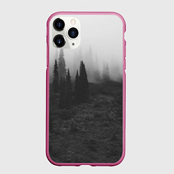 Чехол iPhone 11 Pro матовый Туманный лес - туман, цвет: 3D-малиновый