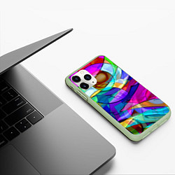 Чехол iPhone 11 Pro матовый Геометрический паттерн Абстракция, цвет: 3D-салатовый — фото 2