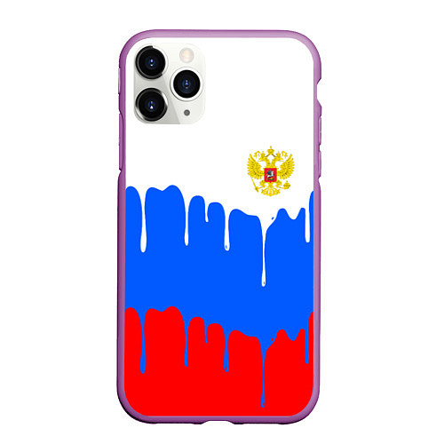 Чехол iPhone 11 Pro матовый Флаг герб russia / 3D-Фиолетовый – фото 1