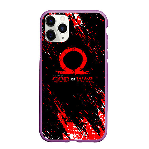 Чехол iPhone 11 Pro матовый God of war брызги / 3D-Фиолетовый – фото 1