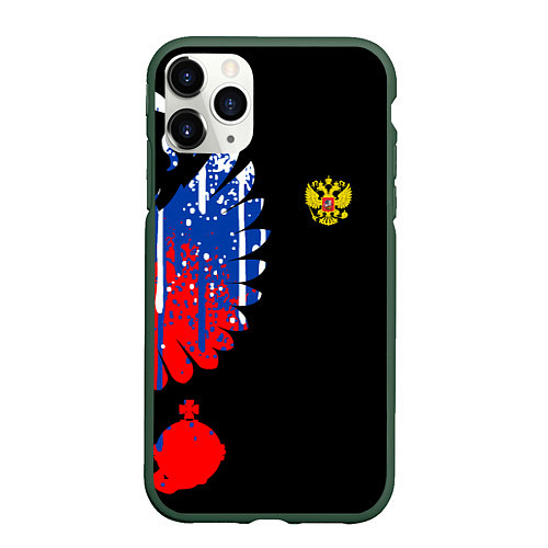 Чехол iPhone 11 Pro матовый Герб russia / 3D-Темно-зеленый – фото 1