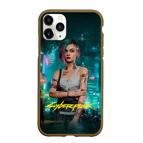 Чехол iPhone 11 Pro матовый Judy Cyberpunk 2077 / 3D-Коричневый – фото 1