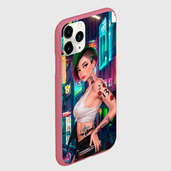 Чехол iPhone 11 Pro матовый Judy Cyberpunk2077 Киберпанк, цвет: 3D-малиновый — фото 2