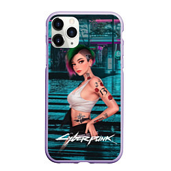 Чехол iPhone 11 Pro матовый Judy Cyberpunk2077 art, цвет: 3D-светло-сиреневый