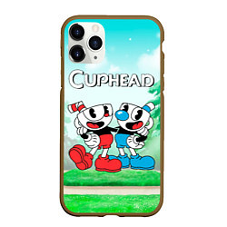 Чехол iPhone 11 Pro матовый Cuphead Красная и синяя чашечка, цвет: 3D-коричневый