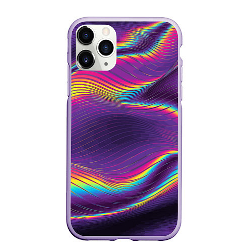 Чехол iPhone 11 Pro матовый Neon fashion pattern Wave / 3D-Светло-сиреневый – фото 1