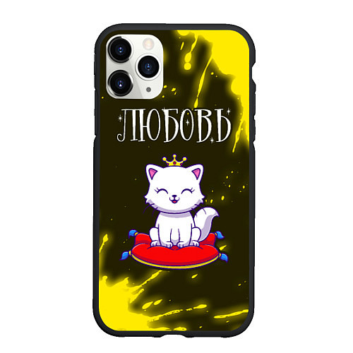 Чехол iPhone 11 Pro матовый Любовь - КОШКА - Брызги / 3D-Черный – фото 1