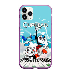 Чехол iPhone 11 Pro матовый Cuphead 2 чашечки, цвет: 3D-фиолетовый