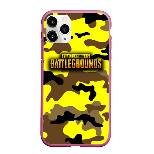 Чехол iPhone 11 Pro матовый PlayerUnknowns Battlegrounds Камуфляж Жёлто-Коричн / 3D-Малиновый – фото 1