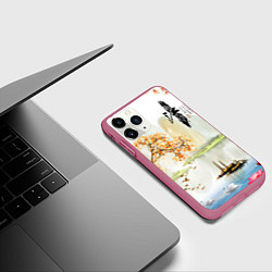 Чехол iPhone 11 Pro матовый China Landscape, цвет: 3D-малиновый — фото 2