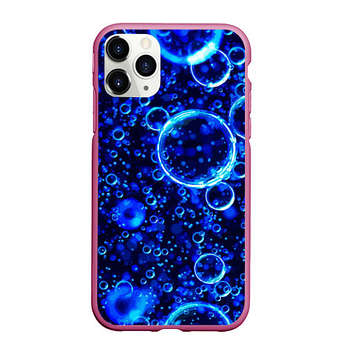 Чехол iPhone 11 Pro матовый Пузыри воздуха в воде Pattern / 3D-Малиновый – фото 1