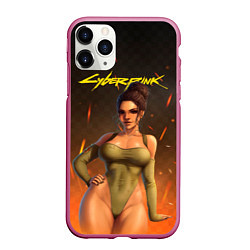 Чехол iPhone 11 Pro матовый Панам Cyberpunk 2077, цвет: 3D-малиновый
