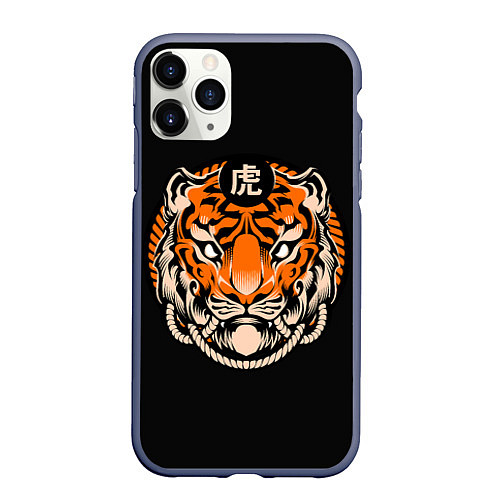 Чехол iPhone 11 Pro матовый Символ тигра / 3D-Серый – фото 1