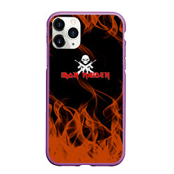 Чехол iPhone 11 Pro матовый Iron maiden огонёк, цвет: 3D-фиолетовый