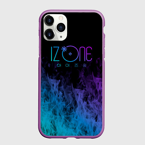 Чехол iPhone 11 Pro матовый Izone neon огонь / 3D-Фиолетовый – фото 1