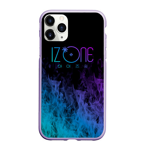 Чехол iPhone 11 Pro матовый Izone neon огонь / 3D-Светло-сиреневый – фото 1