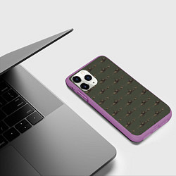 Чехол iPhone 11 Pro матовый Вертолеты паттерн, цвет: 3D-фиолетовый — фото 2