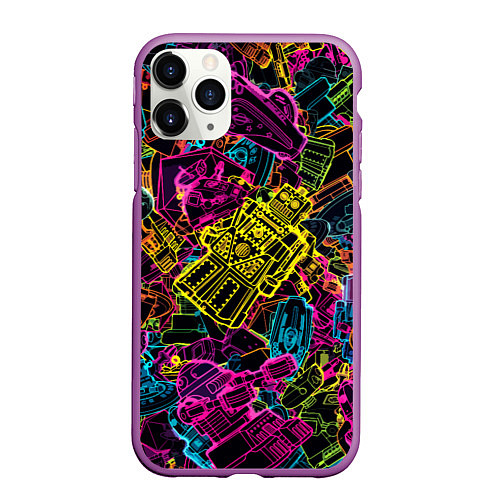 Чехол iPhone 11 Pro матовый Cyber space pattern Fashion 3022 / 3D-Фиолетовый – фото 1