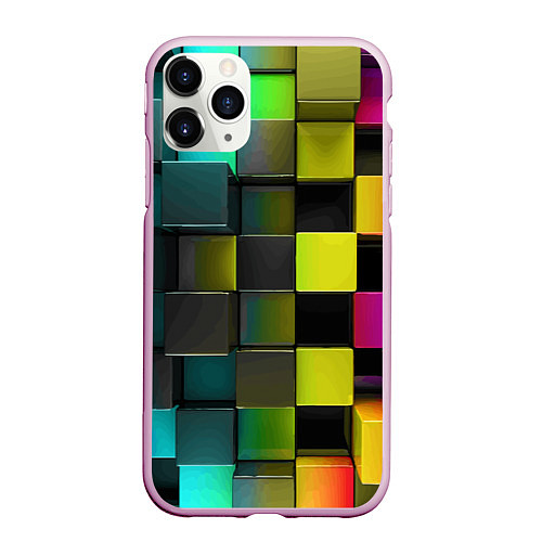 Чехол iPhone 11 Pro матовый Colored Geometric 3D pattern / 3D-Розовый – фото 1