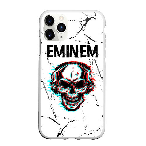 Чехол iPhone 11 Pro матовый Eminem ЧЕРЕП Потертости / 3D-Белый – фото 1