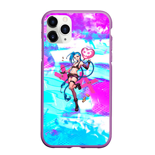 Чехол iPhone 11 Pro матовый JINX ДЖИНКС NEON / 3D-Фиолетовый – фото 1