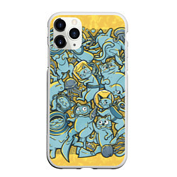 Чехол iPhone 11 Pro матовый Swimming Cats: Yellow