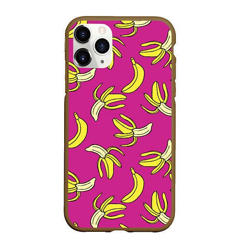 Чехол iPhone 11 Pro матовый Banana pattern Summer Color / 3D-Коричневый – фото 1