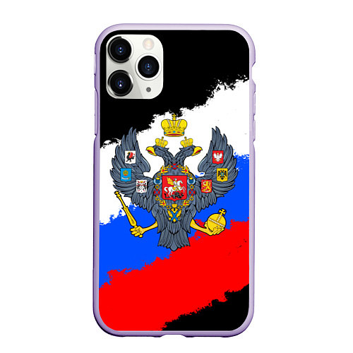 Чехол iPhone 11 Pro матовый Россия - имперский герб / 3D-Светло-сиреневый – фото 1